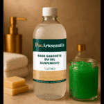 Frasco de Base Sabonete Gel Suspensivo de 1 litro sobre superfície branca.