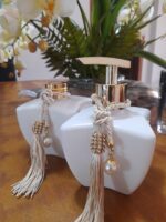 Pingente Torcel Off White Strass Perola Franja Com Dourado - Imagem 2