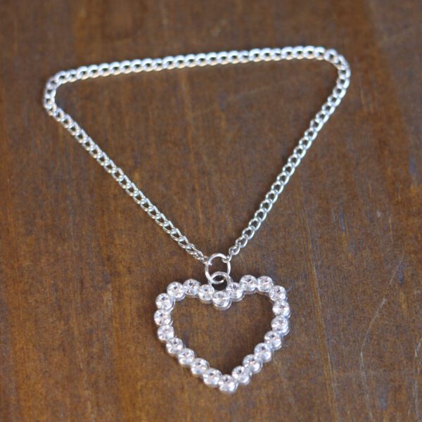 Pingente Correntinha Coração Strass Prata