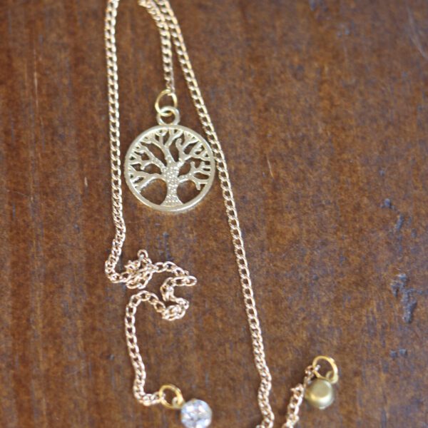 Pingente Correntinha Arvore da Vida com Ponta Brilhante