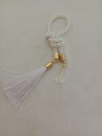 Pingente Torcel Branco Franja e Cristal Com Dourado