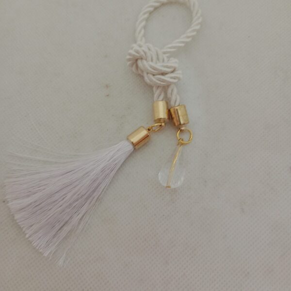 Pingente Torcel Branco Franja e Cristal Com Dourado