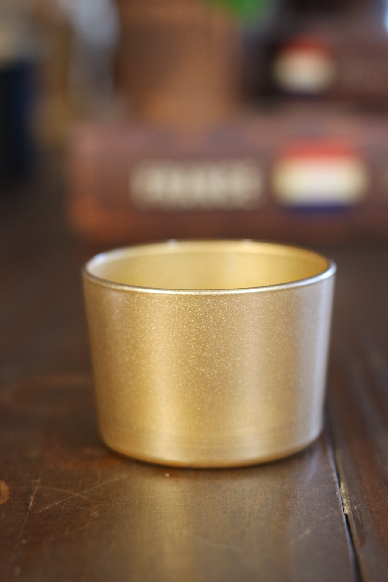 IMG_6897 Pote Vidro Patê /Copo vela Dourado 156 ml unidade - Imagem 1