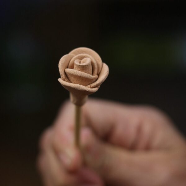 Vareta Flor Cerâmica Rosa - unidade