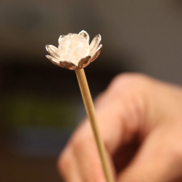 Vareta Enfeite Cristal Grande Luxo Com Detalhe Prata