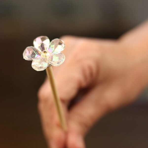 Vareta Flor Acrílico Transparente