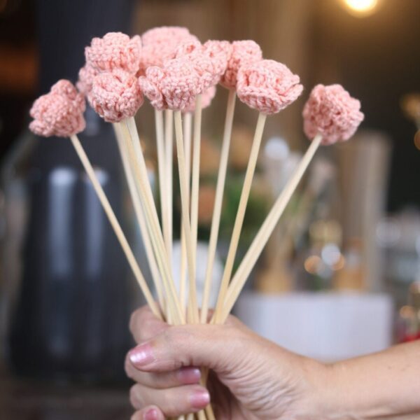 Vareta em Crochê rosinha cor de rosa