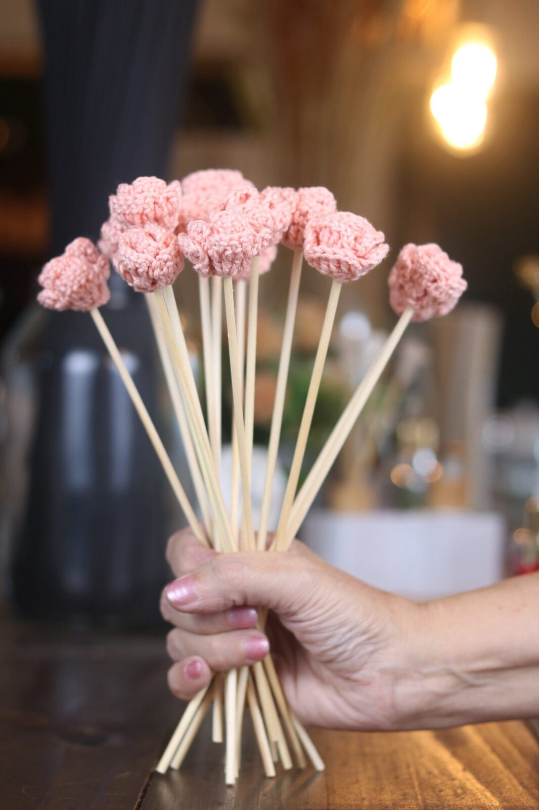 Vareta em Crochê rosinha cor de rosa