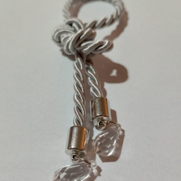 Pingente Torcel Cinza Pontas Cristais Prata