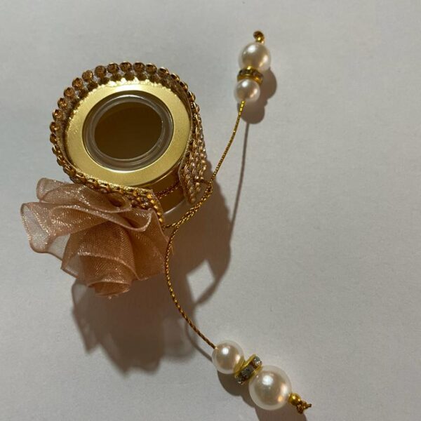 Pingente Anel Para Tampa Strass Perola e Flor Dourado