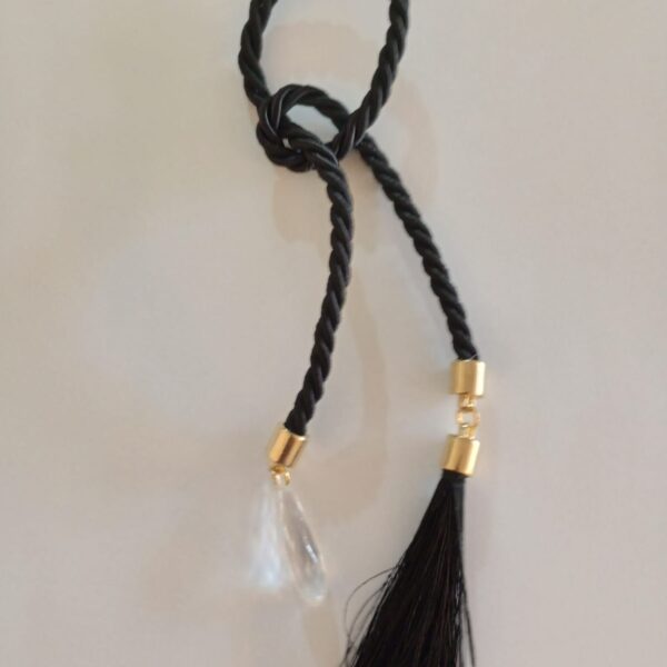 Pingente Torcel Preto Franja e Cristal com Dourado