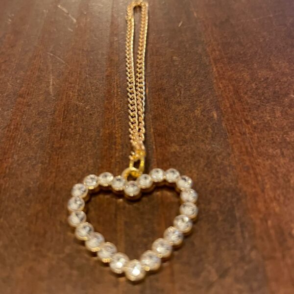 Pingente Correntinha Coração Strass Dourada