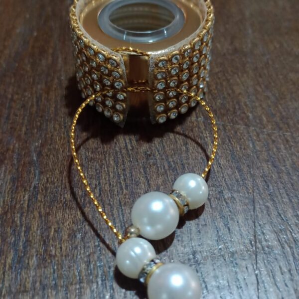 Pingente Anel Para Tampa Strass Perola Dourado