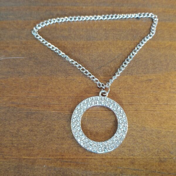 Pingente Correntinha Circular Strass Prata