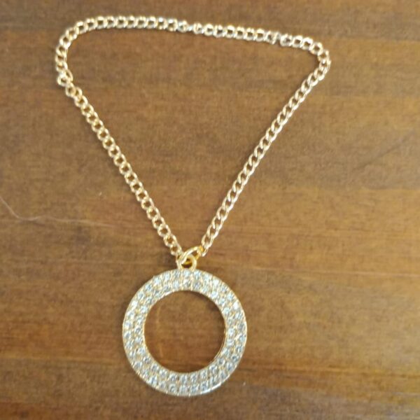Pingente Correntinha Circular Strass Dourado