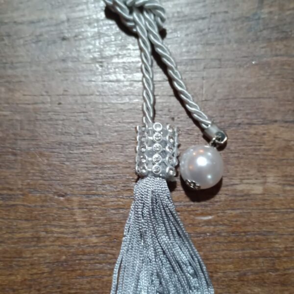 Pingente Torcel Prata Strass Perola Franja Com Prata