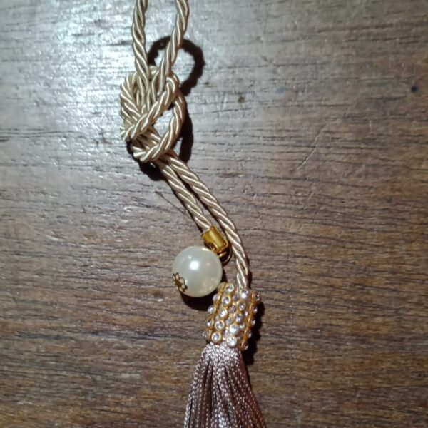 Pingente Torcel Caqui Strass Perola Franja Com Dourado