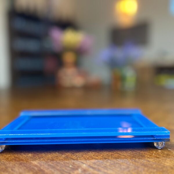 Bandeja em vidro trama azul 12x20 cm