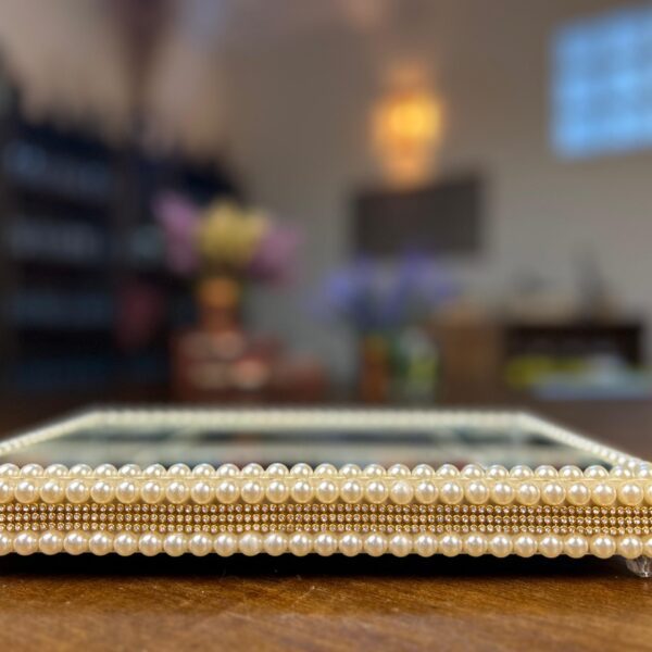 Bandeja Luxo com Pérolas e Strass 20x30