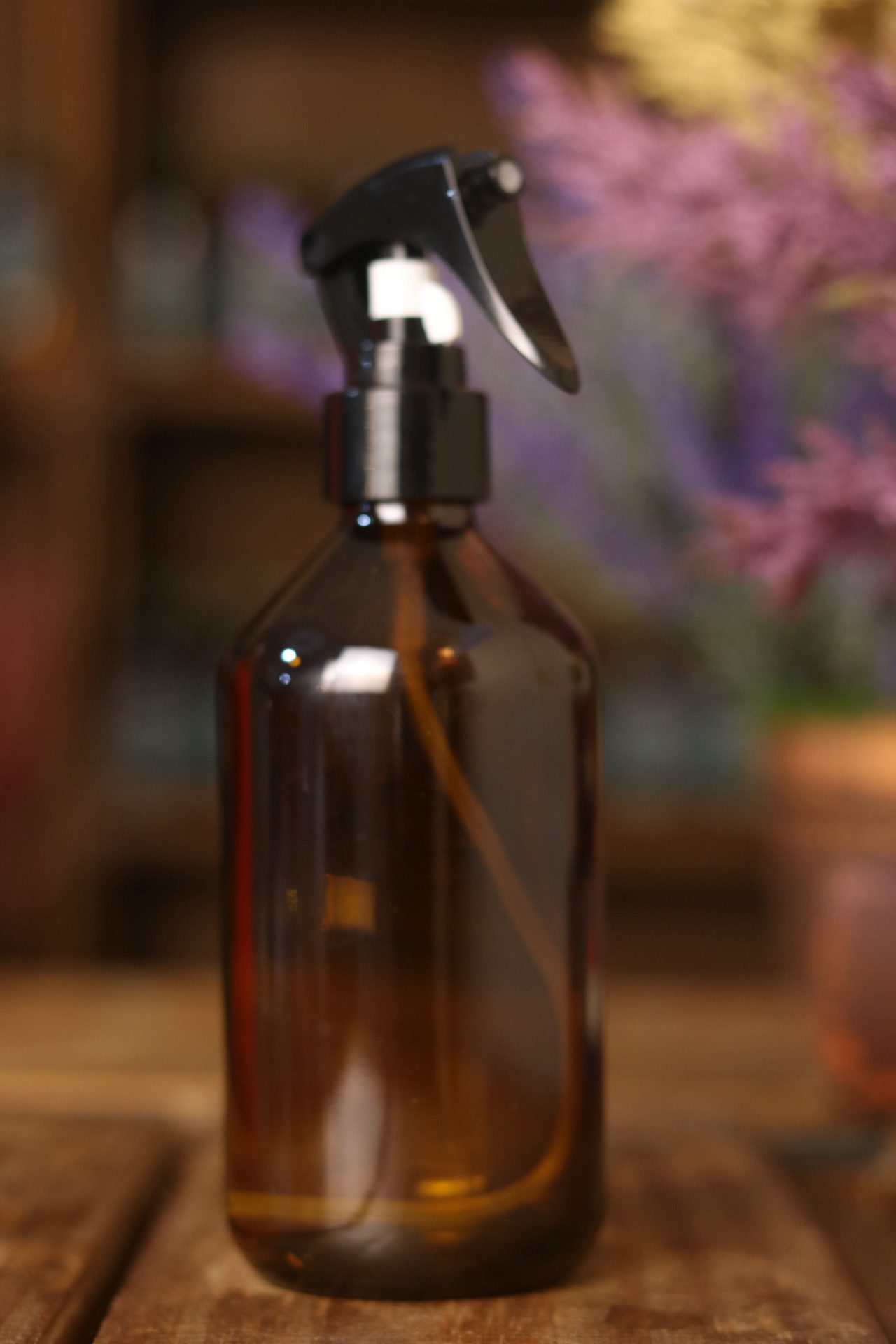 Frasco Vidro Ambar 250ml R24 /410 Com gatilho preto