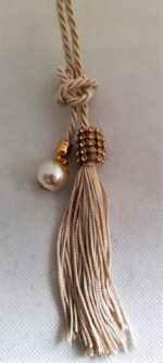 Pingente Torcel Mel Strass Perola Franja Com Dourado