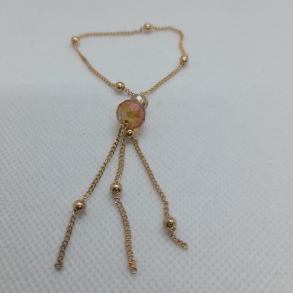 PINGENTE CORRENTINHA COM CRISTAL DOURADO