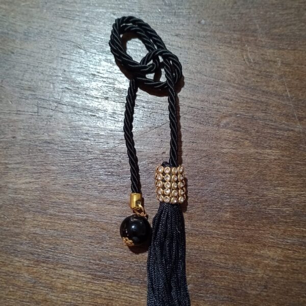 Pingente Torcel Preto Strass Perola Franja Com Dourado