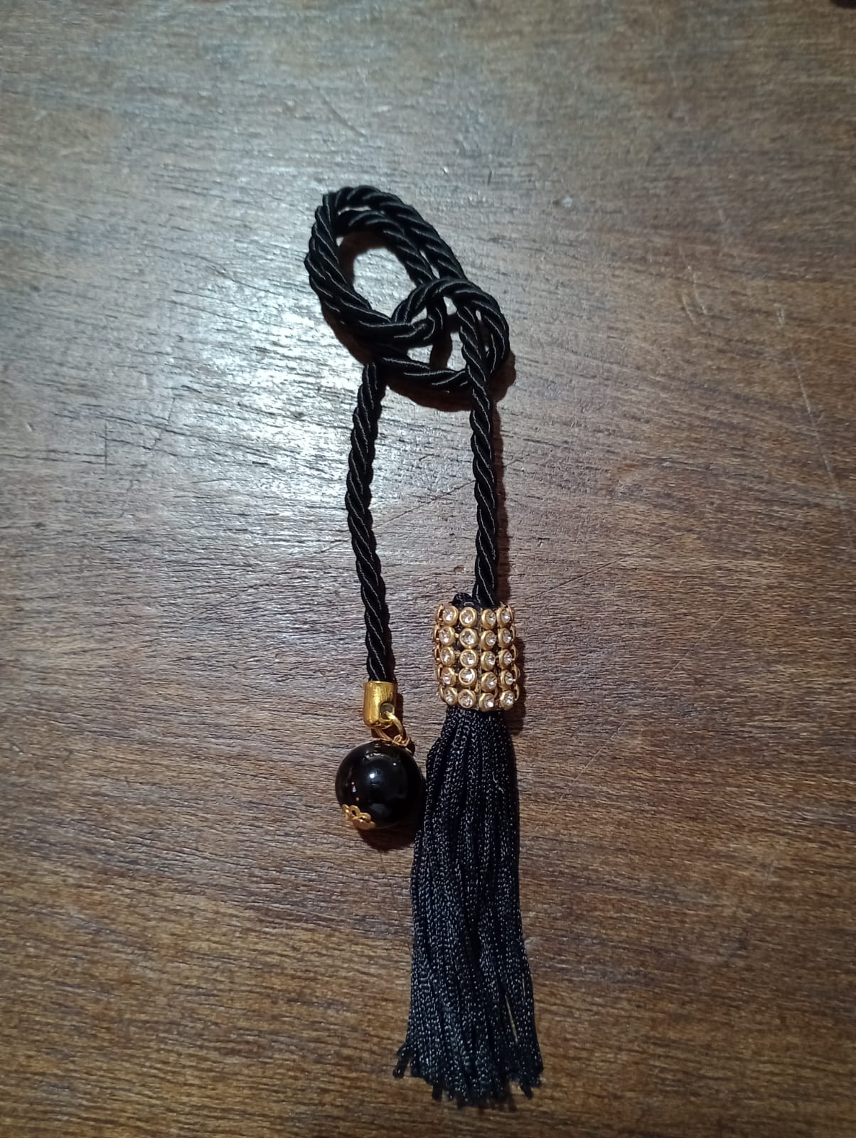 preto strass Pingente Torcel Preto Strass Perola Franja Com Dourado - Imagem 1