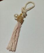 Pingente Torcel Off White Strass Perola Franja Com Dourado