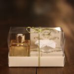 Caixa Aromatizador com lírio de gesso e frasco cubo 50 ml para lembrancinhas"