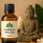 Frasco de Essência Spa Zen 100 ml com Buda e atmosfera de spa relaxante