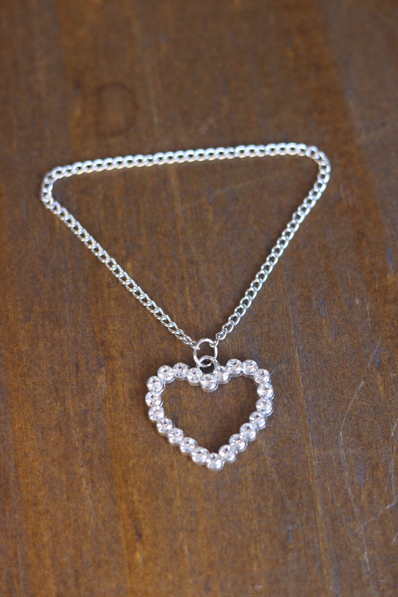 Pingente Correntinha Coração Strass Prata