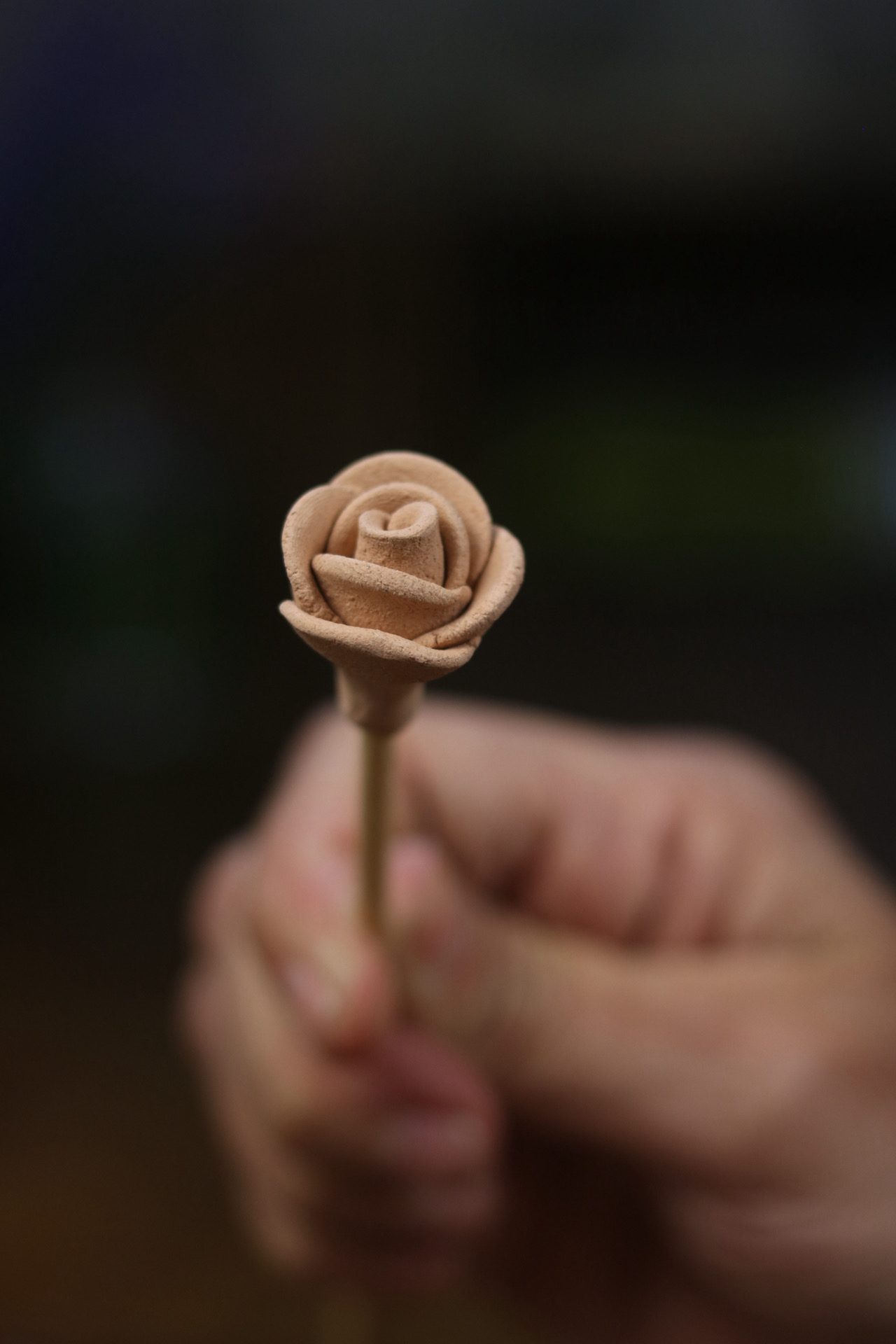 Vareta Flor Cerâmica Rosa - unidade