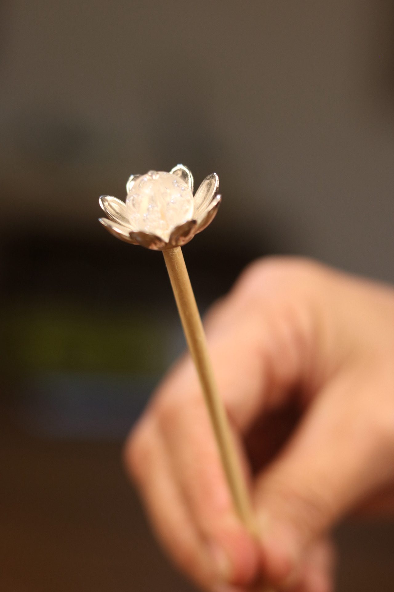 IMG_7233 Vareta Enfeite Cristal Grande Luxo Com Detalhe Prata - Imagem 1