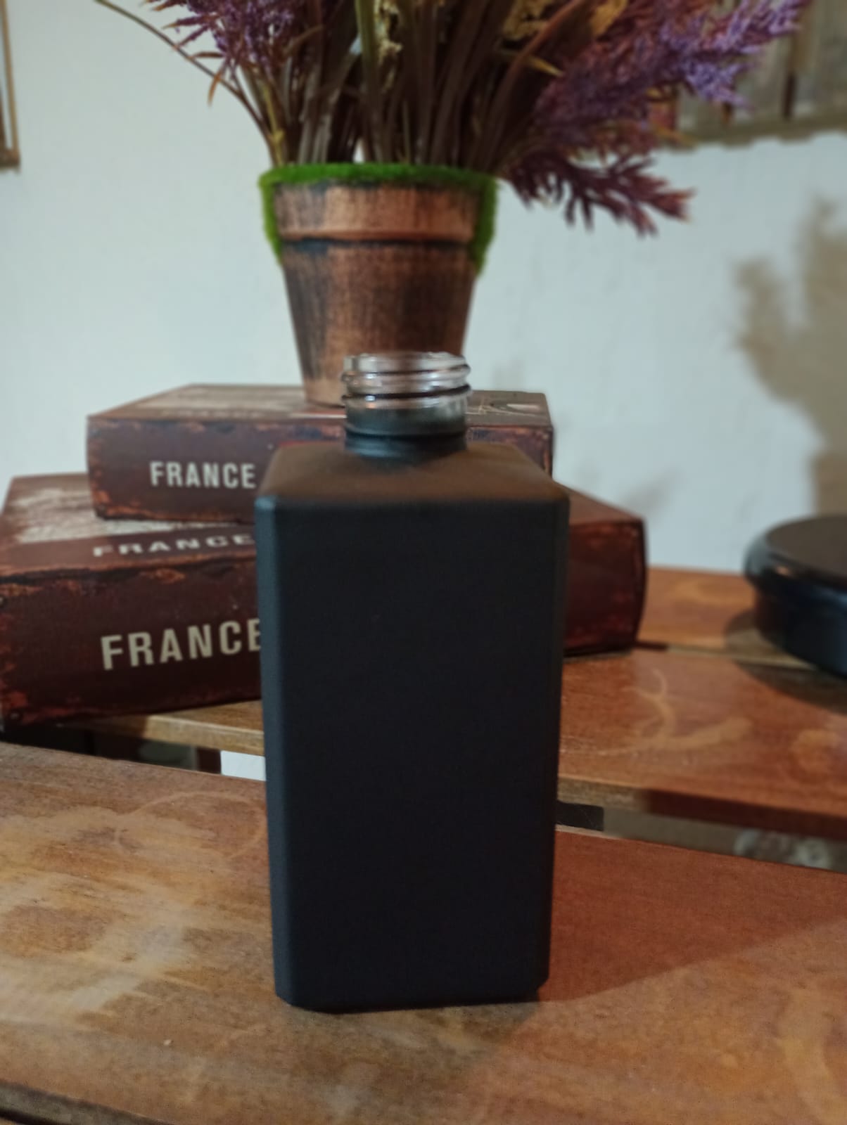 Frasco Vidro Square Preto Fosco 250ml R28/410