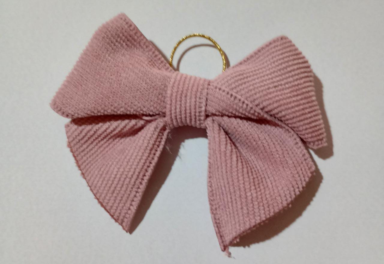 Pingente Laço Veludo Rosa Antigo