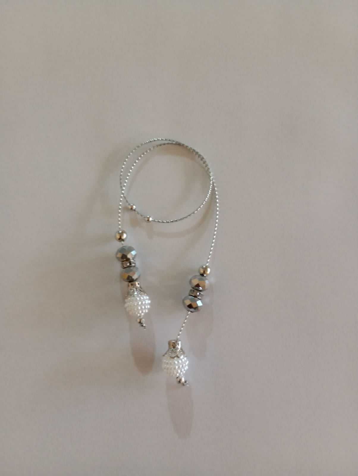 Pingente Correntinha Prata Perolas