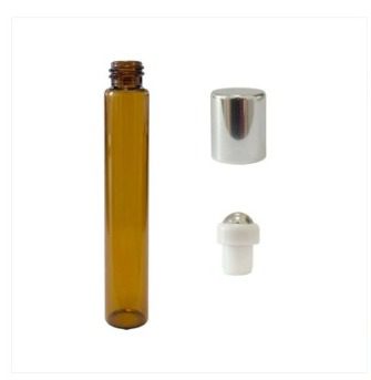 Frasco De Vidro Ambar Rollon 10ML Com Tampa Prata
