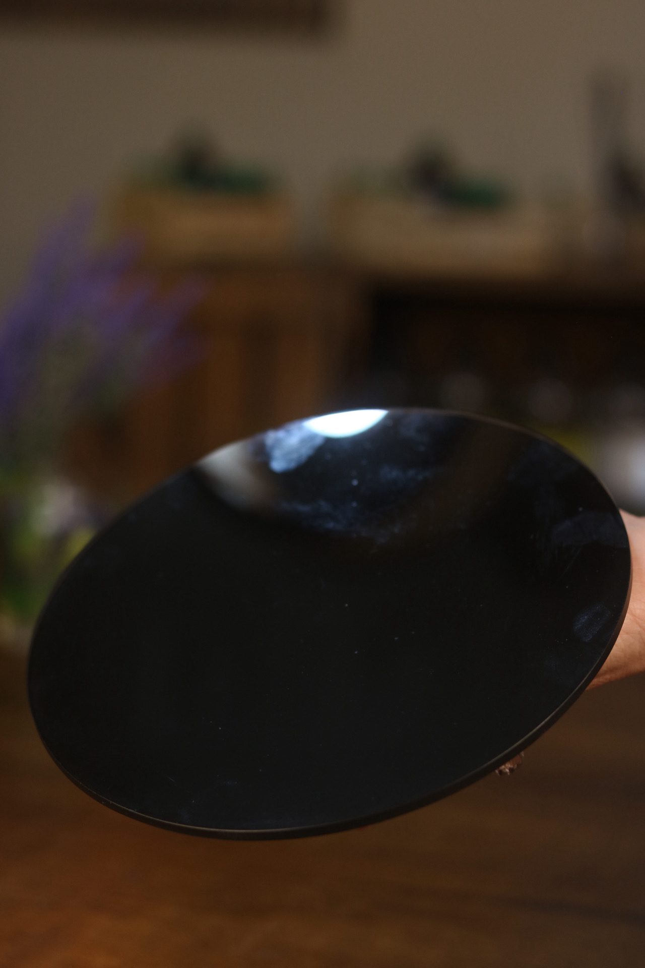 Bandeja em vidro Redonda Preta 20x20