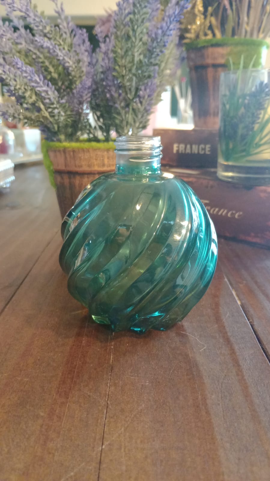 Frasco Vidro Espiral Verde 250ml